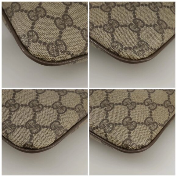 GUCCI GG Supreme Web Sherry Line Shoulder Bag PVC Beige Gold Auth 110668 - Picture 15 of 16